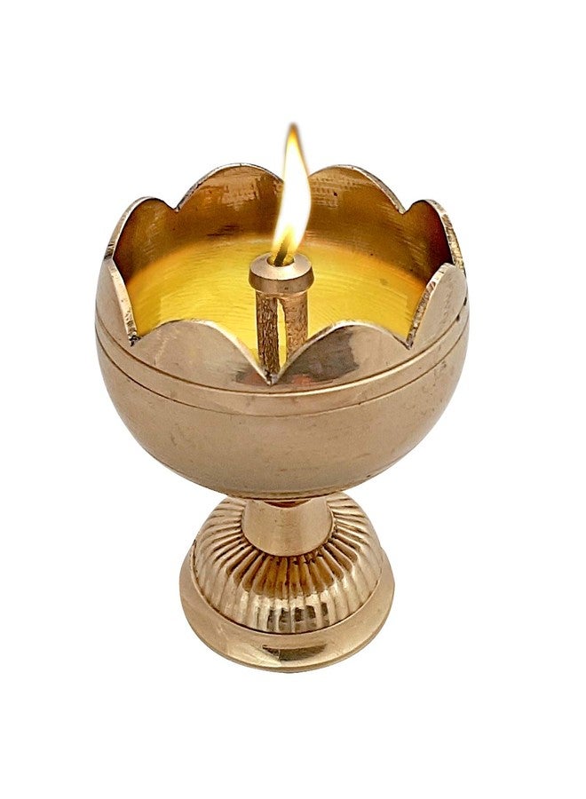 روليمولي مصباح زيتي مصنوع يدويًا من النحاس الخالص من روليمولي، مناسب للطقوس الدينية، مناسب للمكتب والمنزل (ارتفاع 4 سم). - Image 4